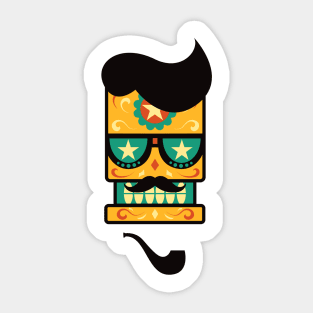 Sugar Skull Hipster Style Sticker